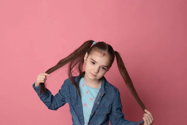 Loving Happy Girl Long Hair Great Cheerful Mood Bright Background — 스톡 사진