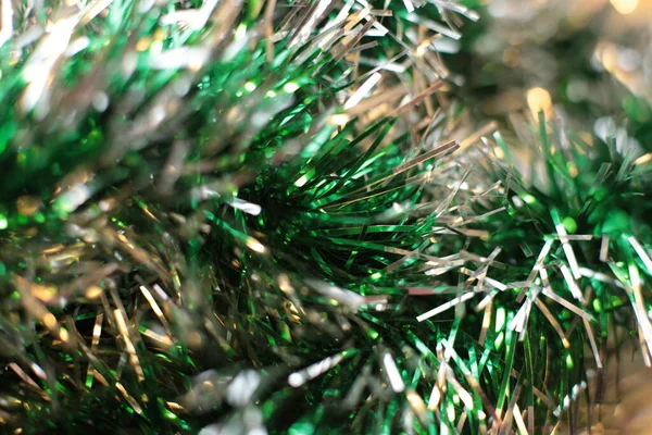 Christmas Tree Toy Macro Photo Shining Background Beads — Stock Photo, Image