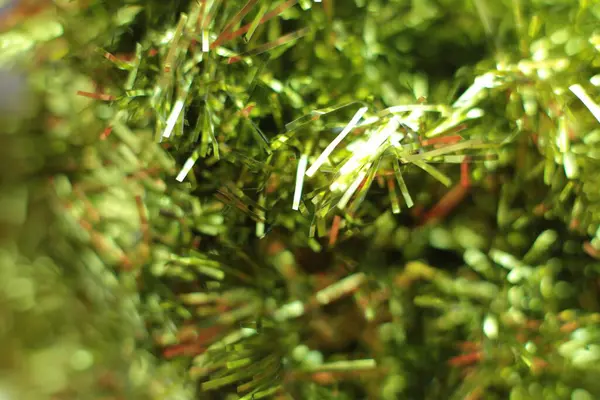 Christmas Tree Toy Macro Photo Shining Background Beads — Stock Photo, Image