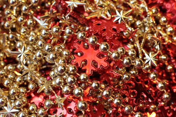 Christmas Tree Toy Macro Photo Shining Background Beads — Stock Photo, Image