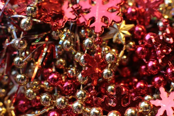 Christmas Tree Toy Macro Photo Shining Background Beads — 스톡 사진