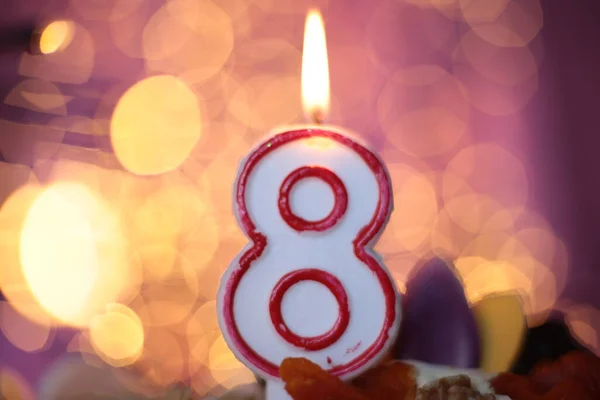 Burning Candle Cake — Stock Photo, Image