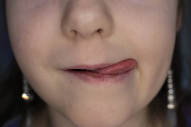 kız yüz, ağız ve gülümseme makro fotoğraf