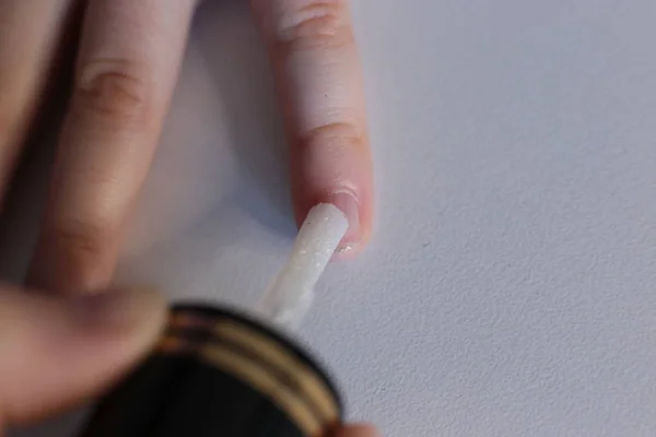 Children Hands Paint Nails Varnish Macro Photo — Stock Photo, Image