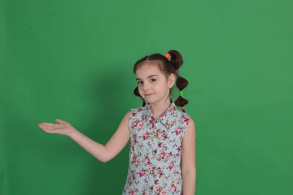 Menina Bonita Nova Fresca Oito Anos Idade Excelente Humor Com — Fotografia de Stock