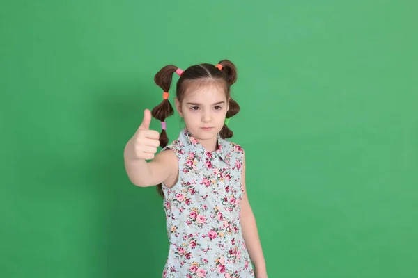 Menina Bonita Nova Fresca Oito Anos Idade Excelente Humor Com — Fotografia de Stock