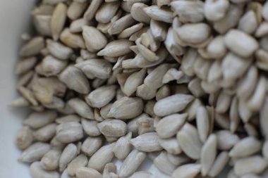 Ayçekirdeğinin Macro fotoğrafı, taze çiğ vejetaryen yemeği.