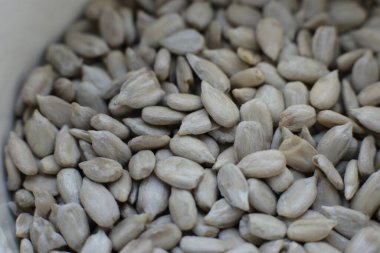 Ayçekirdeğinin Macro fotoğrafı, taze çiğ vejetaryen yemeği.