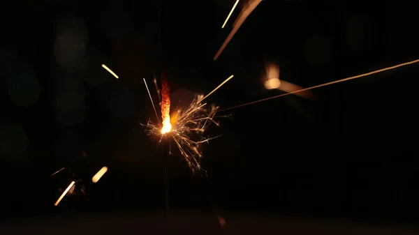 Festive Burning Sparkler Macro Photo — Stock Photo, Image