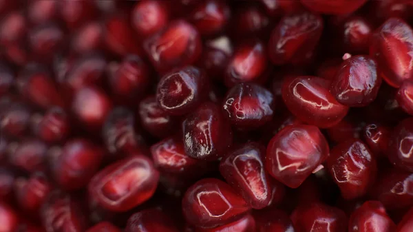 Macro Foto Suculento Sementes Romã Madura Fundo Comida Borgonha Brilhante — Fotografia de Stock