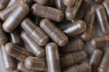 Moda tıbbi makro fotoğraf arka plan hapları ve kapsülleri