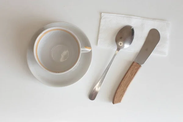 Utensilios Cocina Limpios Para Uso Diario Platos Vacíos Sobre Fondo — Foto de Stock