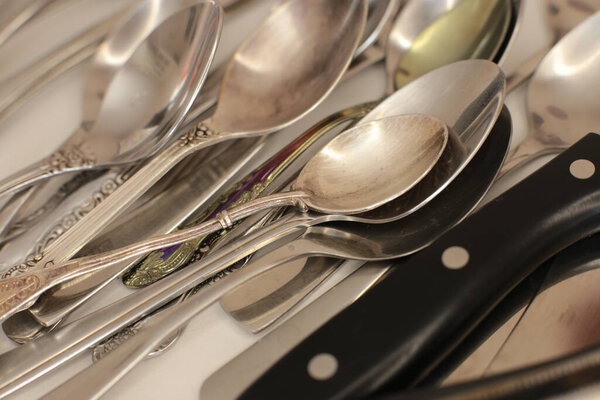 clean cooking utensils for daily use, empty dishes on a white table background