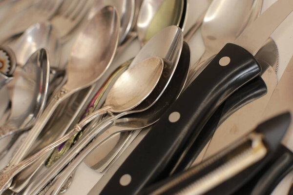 clean cooking utensils for daily use, empty dishes on a white table background