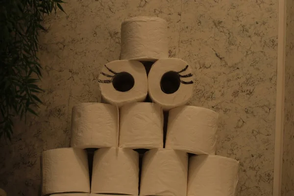 Photo Joke Toilet Paper Making Quarantine Toilet Paper Stock — Stock Photo, Image