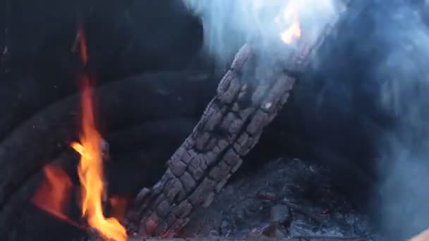 Brandend Vuur Mooie Heldere Vlam — Stockvideo