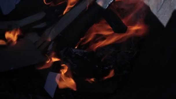 Brennendes Feuer Schöne Helle Flamme — Stockvideo