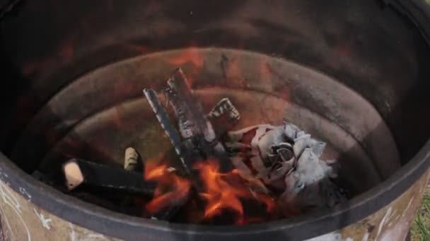 Niebezpieczne Płonący Ogień Piękny Jasny Ogień Płomień — Wideo stockowe