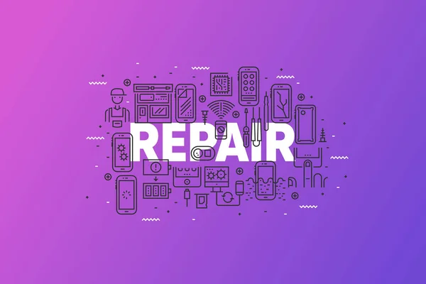 Smartphone onarım ve servis satırı kavramı afiş
