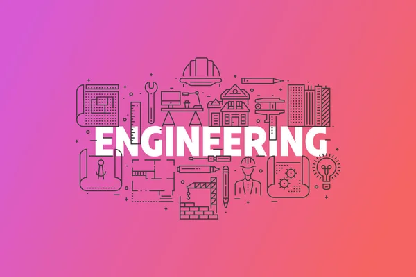 Mühendislik ve Blueprint afiş illüstrasyon. 