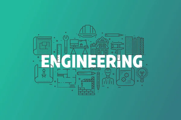 Mühendislik ve Blueprint afiş illüstrasyon. 