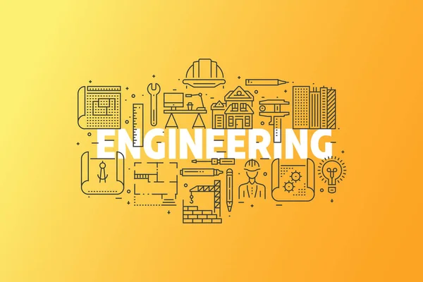 Mühendislik ve Blueprint afiş illüstrasyon. 