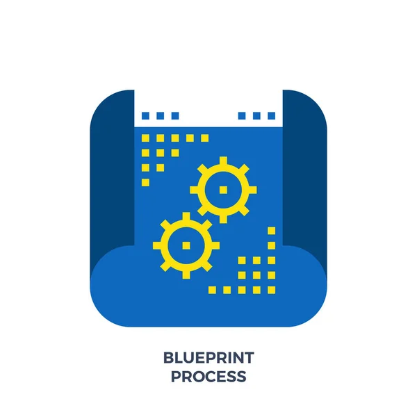 青写真プロセス フラット アイコン. — ストックベクタ