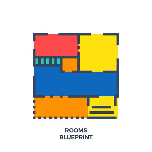 Odalar düz simgesinin Blueprint.
