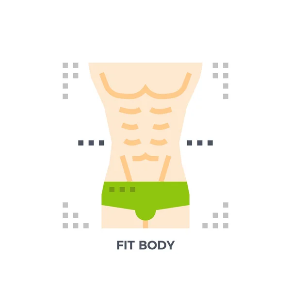 Fit vücut düz simgesi.