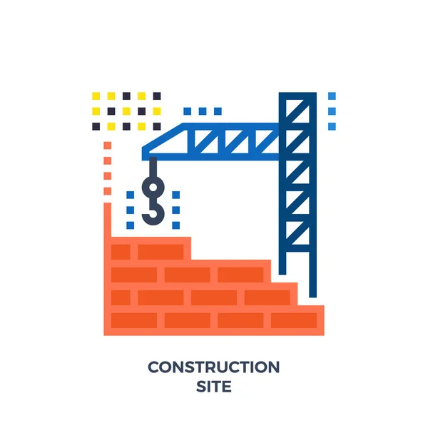 Строительная площадка плоская икона . — стоковый вектор