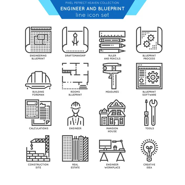 Blueprint ve mühendis satırı simgesi ayarla.