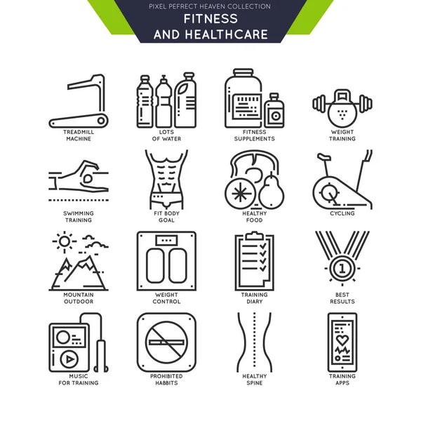 Fitness ve spor. İnme satır simgeler.
