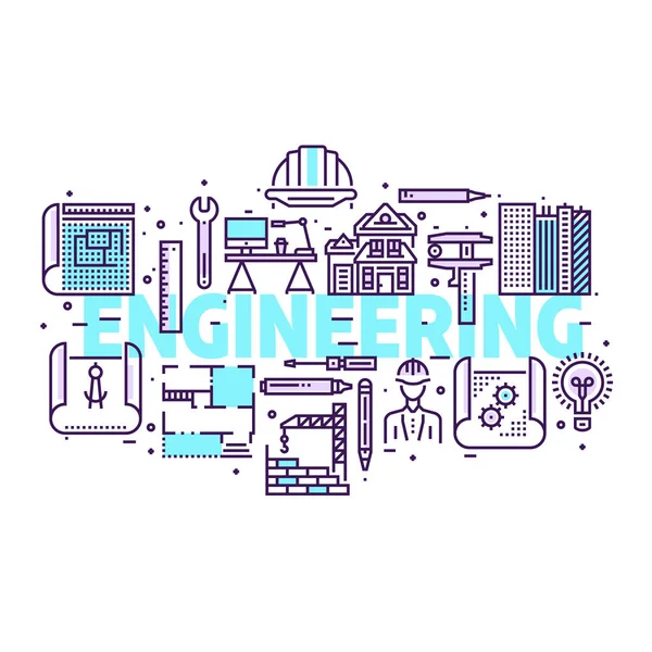 Mühendislik ve Blueprint afiş illüstrasyon. 