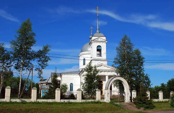 Church Transfiguration Lord Sunny Summer Day Rural Landscape Village Kuzhenkino — Stock Photo, Image