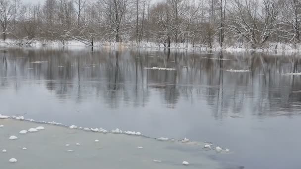 Eis schwimmt auf dem Fluss — Stockvideo