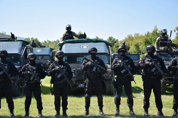 Loznica Sérvia Agosto 2016 Operadores Unidade Especial Antiterrorista Ministério Interior — Fotografia de Stock