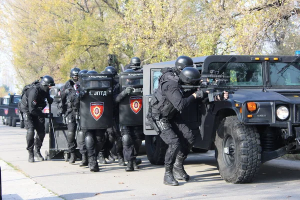 Belgrad Serbia Listopada 2015 Operatorów Serbski Żandarmerii Belgradzie Oddział Specjalistyczne — Zdjęcie stockowe