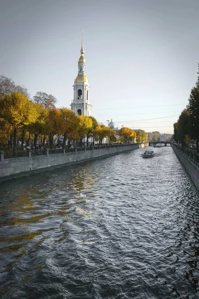 Toren Van Nicholas Naval Cathedral Petersburg Het Najaar — Stockfoto