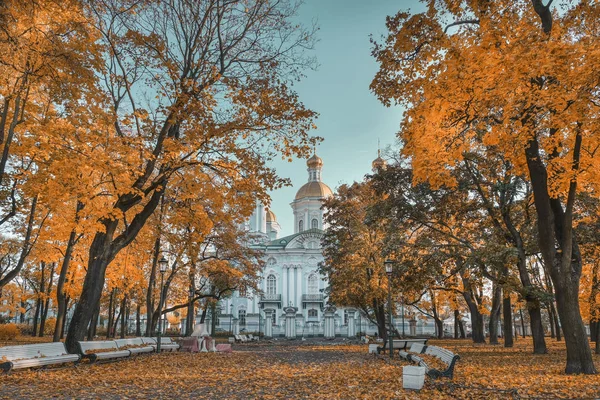 Petersburg Russia Naval Cathedral Embankment Seven Bridges Golden Autumn — Stock Photo, Image