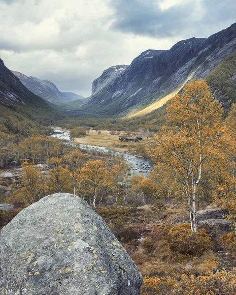 Manafossen Valley River Man Province Rogaland Norway Autumn — Stock Photo, Image