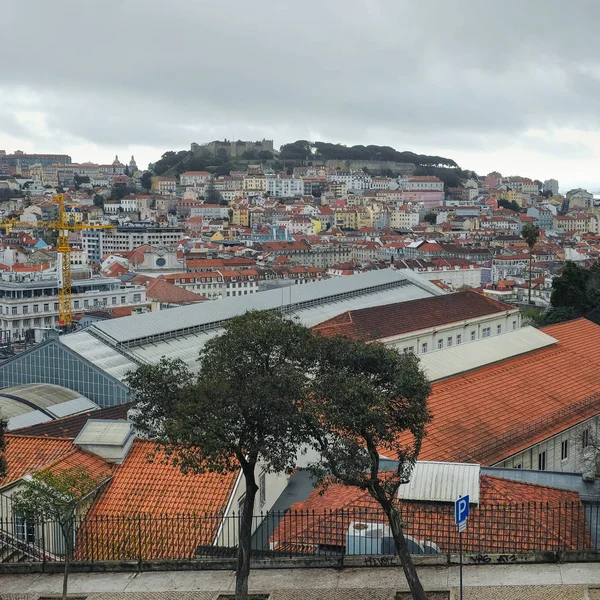 Πόλη Πανόραμα Από Την Άποψη San Pedro Alcantara Στη Λισαβόνα — Φωτογραφία Αρχείου