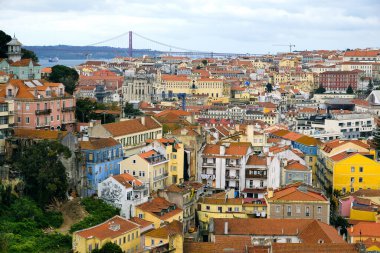 17 Mart 2019 Portekiz Lizbon Şehri Panoraması. St. Joseph Şatosu manzaralı. Hava bulutlu.. 