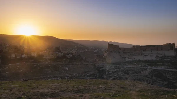 Kerak Hrad Křižácký Hrad Kerak Karak Jordánsku Večerní Pohled Západ — Stock fotografie