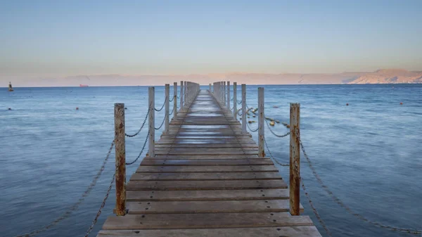 Pier Red Sea Sunrise Jordan Aqaba South Beach — Stock Photo, Image