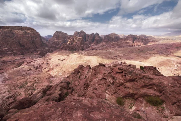Panopama Sandstone Formations Desert Mountains Next Ancient City Petra Jordan — Stock Photo, Image