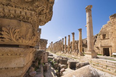 Ürdün 'deki Jerash şehrinin harabelerinde bulunan bir sütun süsü.