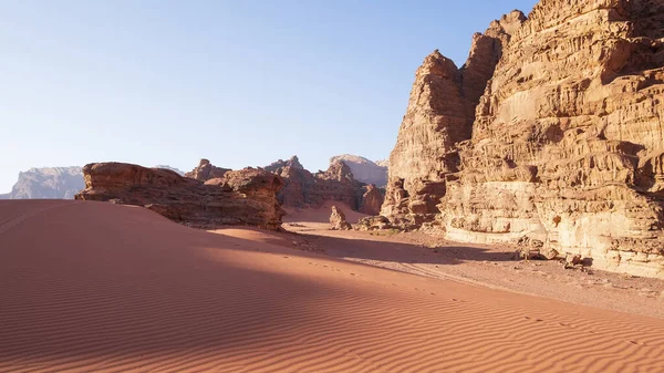 Klify Wydmy Pustyni Wadi Rum Jordania — Zdjęcie stockowe