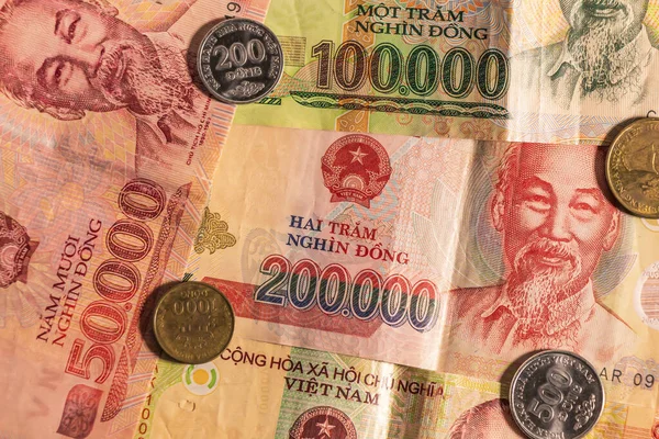Vietnamesiska dong Vnd sedlar och mynt — Stockfoto