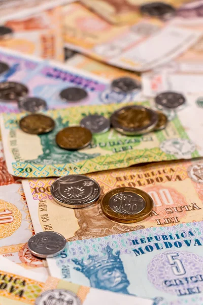 Moldavský leu. Bankovky a mince Mdl — Stock fotografie