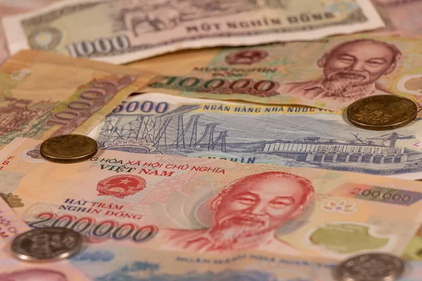 Vietnamlı dong Veri banknotları ve bozuk paraların bir bileşimi